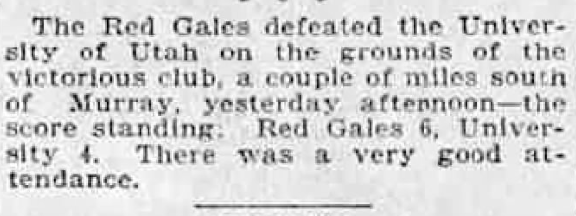 text clipping from a newspaper Red Gales defeat U of U club