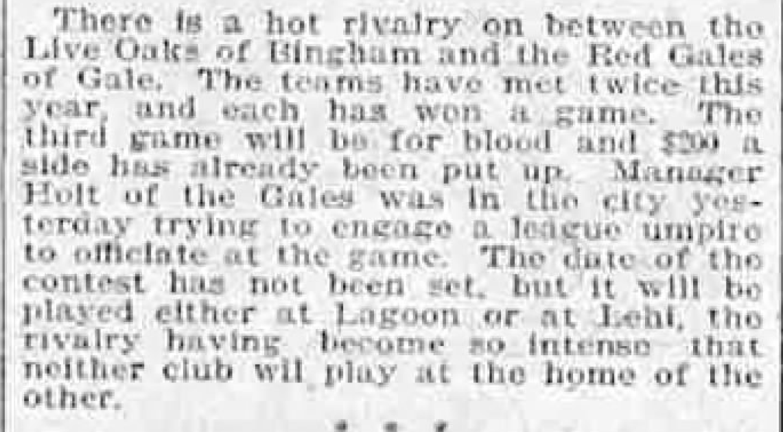 text clipping from a newspaper Red Gales vs Live Oaks