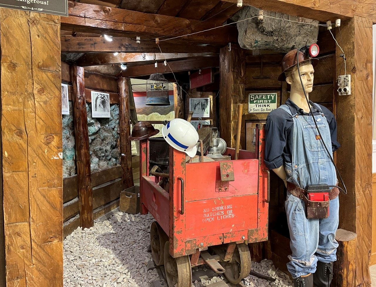 Miner in the Bingham Mine exhibit 