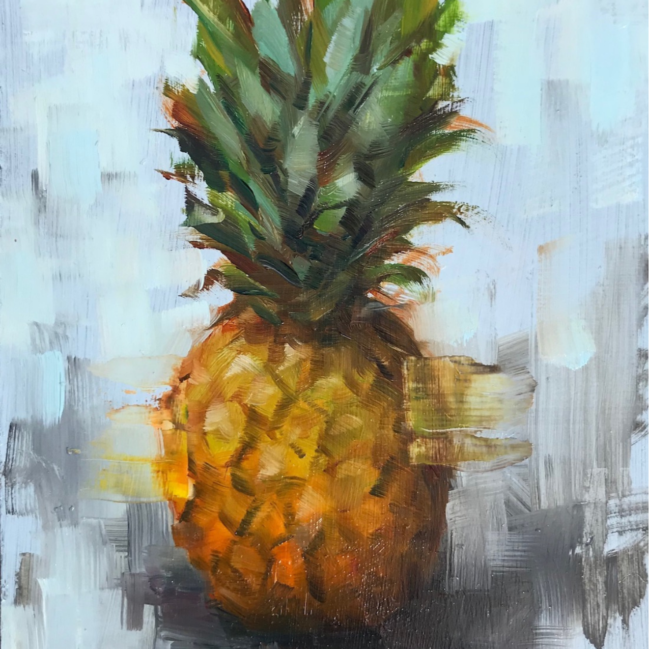 Painting by Heather Olsen of a Pineapple.